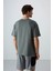 Haki Pamuklu Kalın Yumuşak Dokulu Oversize Fit Baskılı Erkek T-Shirt - 88330 5