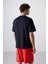 Lacivert Pamuklu Kalın Yumuşak Dokulu Oversize Fit Baskılı Erkek T-Shirt - 88350 5
