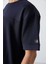 Lacivert Pamuklu Kalın Yüzeyi Dokulu Oversize Fit Basic Erkek T-Shirt - 88340 3