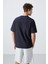 Lacivert Pamuklu Kalın Yüzeyi Dokulu Oversize Fit Basic Erkek T-Shirt - 88340 5