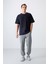 Lacivert Pamuklu Kalın Yüzeyi Dokulu Oversize Fit Basic Erkek T-Shirt - 88337 2