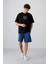 Siyah - Beyaz Pamuklu Kalın Yumuşak Dokulu Oversize Fit Baskılı Erkek T-Shirt - 88324 2