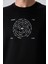 Siyah - Beyaz Pamuklu Kalın Yumuşak Dokulu Oversize Fit Baskılı Erkek T-Shirt - 88324 3