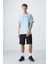 Açık Mavi Pamuklu Kalın Yumuşak Dokulu Oversize Fit Baskılı Erkek T-Shirt - 88328 2