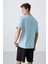 Açık Mavi Pamuklu Kalın Yumuşak Dokulu Oversize Fit Baskılı Erkek T-Shirt - 88328 5