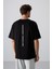 Siyah - Beyaz Pamuklu Kalın Yumuşak Dokulu Oversize Fit Baskılı Erkek T-Shirt - 88321 5