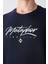 Lacivert Pamuklu Kalın Yumuşak Dokulu Oversize Fit Baskılı Erkek T-Shirt - 88320 3