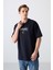 Lacivert Pamuklu Kalın Yumuşak Dokulu Oversize Fit Baskılı Erkek T-Shirt - 88320 4