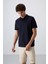 Lacivert Pamuklu Kalın Yumuşak Dokulu Standart Fit Basic Polo Yaka Erkek T-Shirt - 88348 1