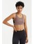 Gül Kurusu Çapraz Sırt Detaylı Slim Fit U Yaka Pedli Kadın Spor Büstiyer - 97121 6