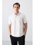 Ekru Basic Logolu Standart Kalıp Triko Polo Yaka Erkek T-Shirt - 87748 1