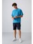 Petrol Mavi Pamuklu Kalın Yumuşak Dokulu Oversize Fit Baskılı Erkek T-Shirt - 88324 2