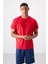 Kırmızı Polyester Nefes Alan Dokulu İnce Esnek Standart Fit Erkek Performans T-Shirt - 88391 1