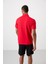 Kırmızı Polyester Nefes Alan Dokulu İnce Esnek Standart Fit Polo Yaka Erkek Performans T-Shirt - 88392 5
