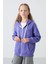 Eflatun Pamuklu Içi Tüylü Yumuşak Dokulu Standart Fit Nakışlı Kız Çocuk sweatshirt - 75149 1