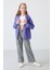 Eflatun Pamuklu Içi Tüylü Yumuşak Dokulu Standart Fit Nakışlı Kız Çocuk sweatshirt - 75149 3