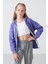 Eflatun Pamuklu Içi Tüylü Yumuşak Dokulu Standart Fit Nakışlı Kız Çocuk sweatshirt - 75149 4