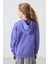 Eflatun Pamuklu Içi Tüylü Yumuşak Dokulu Standart Fit Nakışlı Kız Çocuk sweatshirt - 75149 5
