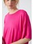 Fuşya Penye Modal Yumuşak Tuşeli Oversize Fit Basic Kadın T-Shirt- 97285 3