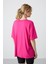 Fuşya Penye Modal Yumuşak Tuşeli Oversize Fit Basic Kadın T-Shirt- 97285 7