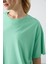 Su Yeşili Penye Modal Yumuşak Tuşeli Oversize Fit Basic Kadın T-Shirt- 97285 3
