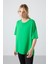 Yeşil Penye Modal Yumuşak Tuşeli Oversize Fit Basic Kadın T-Shirt- 97285 2