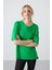 Yeşil Penye Modal Yumuşak Tuşeli Oversize Fit Basic Kadın T-Shirt- 97285 4