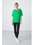 Yeşil Penye Modal Yumuşak Tuşeli Oversize Fit Basic Kadın T-Shirt- 97285 5