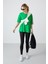 Yeşil Penye Modal Yumuşak Tuşeli Oversize Fit Basic Kadın T-Shirt- 97285 7