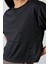 Siyah Polyester Nefes Alan Dokulu İnce Esnek Oversize Fit Performans Kadın T-Shirt - 97284 3