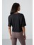 Siyah Polyester Nefes Alan Dokulu İnce Esnek Oversize Fit Performans Kadın T-Shirt - 97284 5