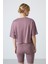 Gül Kurusu Polyester Nefes Alan Dokulu İnce Esnek Oversize Fit Performans Kadın T-Shirt - 97284 5