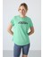 Su Yeşili Polyester Nefes Alan Dokulu İnce Esnek Standart Fit Performans Kadın T-Shirt - 97283 1