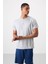 Gri Polyester Nefes Alan Dokulu İnce Esnek Standart Fit Erkek Performans T-Shirt - 88390 1