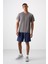 Koyu Gri O Yaka Standart Kalıp Logo Desenli Aktif Spor Erkek T-Shirt - 88255 2