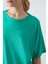 Deniz Yeşili Penye Modal Yumuşak Tuşeli Oversize Fit Basic Kadın T-Shirt- 97285 3