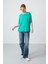 Deniz Yeşili Penye Modal Yumuşak Tuşeli Oversize Fit Basic Kadın T-Shirt- 97285 4