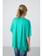 Deniz Yeşili Penye Modal Yumuşak Tuşeli Oversize Fit Basic Kadın T-Shirt- 97285 7
