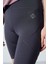 Antrasit Polyester Esnek Standart Fit Performans Kadın Biker Tayt - 91013 4