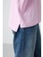 Pembe Penye Modal Yumuşak Tuşeli Oversize Fit Basic Kadın T-Shirt- 97285 4