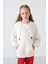 Ekru Pamuklu Içi Tüylü Yumuşak Dokulu Standart Fit Nakışlı Kız Çocuk sweatshirt - 75149 1