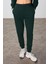 Çam Yeşili Kompakt Pamuklu Kalın Pürüzsüz Dokulu Dik Yaka Oversize Fit Kadın Eşofman Takım - 95340 4
