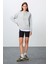 Taş Kompakt Pamuklu Kalın Pürüzsüz Dokulu Kapüşonlu Oversize Fit Kadın Sweatshirt - 97291 2