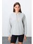 Taş Kompakt Pamuklu Kalın Pürüzsüz Dokulu Kapüşonlu Oversize Fit Kadın Sweatshirt - 97291 4