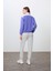 Eflatun-Taş Kompakt Pamuklu Kalın Pürüzsüz Dokulu Dik Yaka Oversize Fit Kadın Eşofman Takım - 95342 6