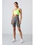 Koyu Gri Polyester Esnek Standart Fit Performans Kadın Biker Tayt - 91013 1