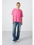 Şeker Pembe Penye Modal Yumuşak Tuşeli Oversize Fit Basic Kadın T-Shirt- 97285 2