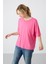 Şeker Pembe Penye Modal Yumuşak Tuşeli Oversize Fit Basic Kadın T-Shirt- 97285 4