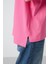 Şeker Pembe Penye Modal Yumuşak Tuşeli Oversize Fit Basic Kadın T-Shirt- 97285 5