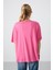 Şeker Pembe Penye Modal Yumuşak Tuşeli Oversize Fit Basic Kadın T-Shirt- 97285 6